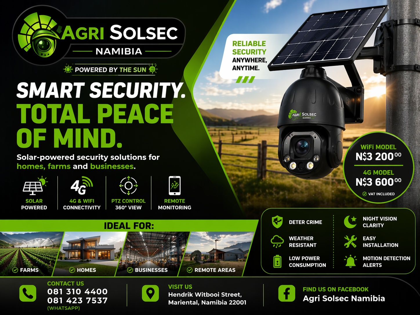 Solar Camera for Sale in Namibia | WiFi & 4G Models